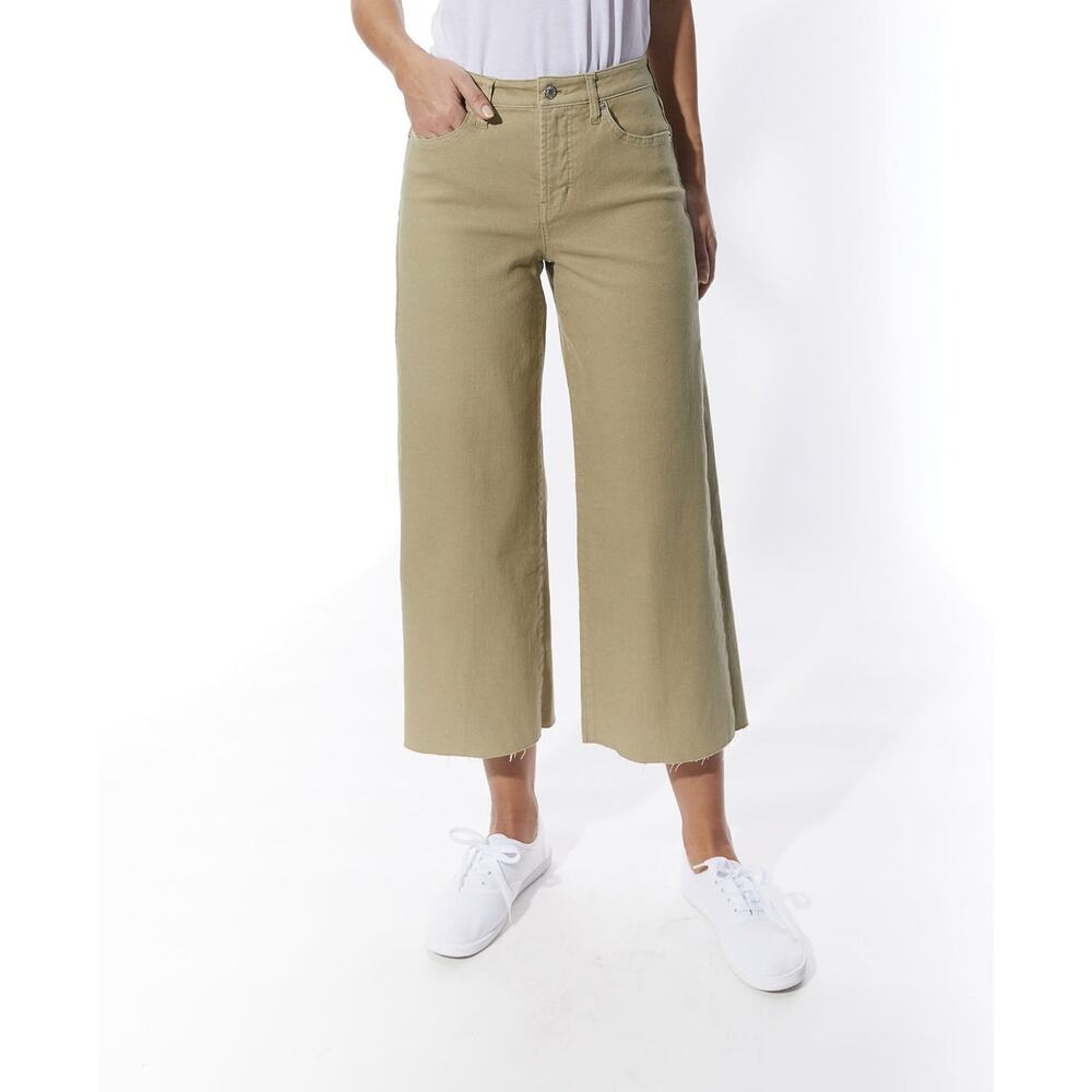 OAT NY The Shari Cropped Wide Leg Green Pants Women's 0‎ 25
